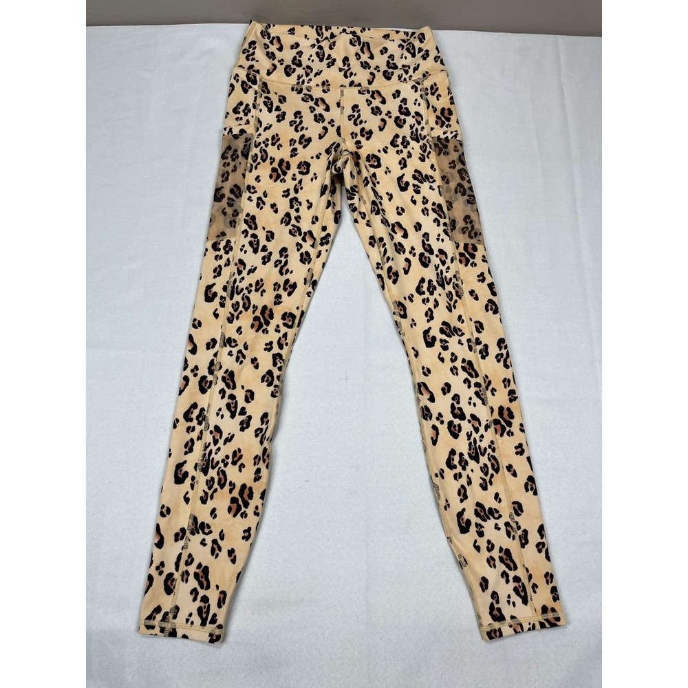 Fabletics Leggings Womens Medium Beige PowerHold Leopard Print High Waist‎